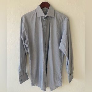 CRS Gray Striped Button-Up Long Shirt